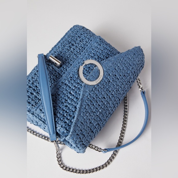 Sandro Light Blue Woven Shoulder Bag with Chain Strap main image 2